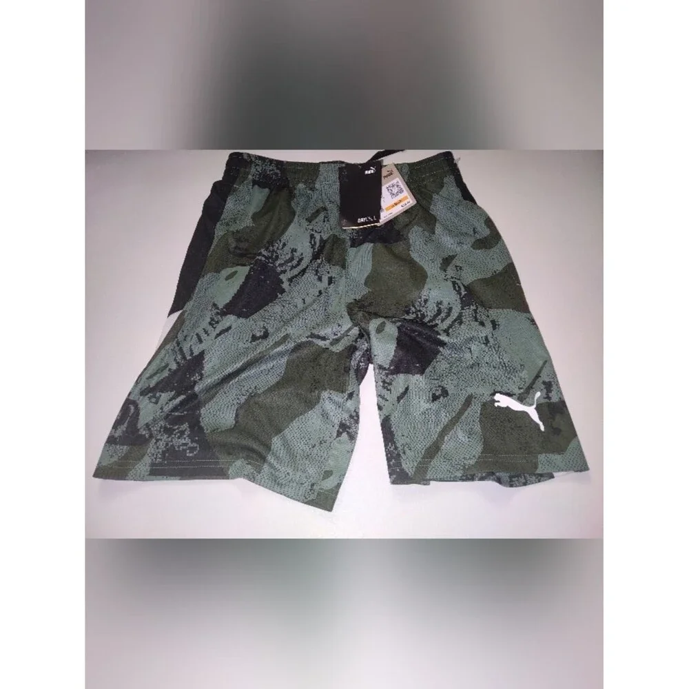 Puma Men’s Olive Green Camo Like Performance Shorts Size S New
